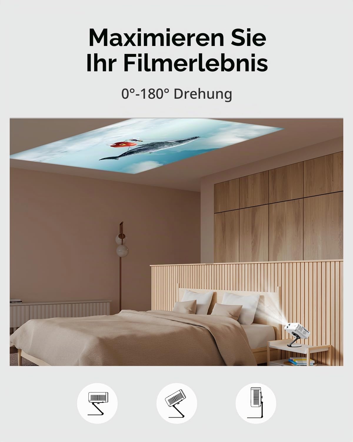 Aurzen Faltbare Beamer Halterung Ultrakompakt | 180° schwenkbar & Schnellaufbau | Projector Stand Universal kompatibel mit den Meisten Projektor für Benq,Wimius,Yaber,Acer (1/4 Zoll Gewinde) Ständer