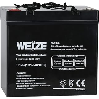 Weize 12V 55AH Deep Cycle Battery UB12550 for Power Scooter Wheelchair Mobility Emergency UPS System Trolling Motor