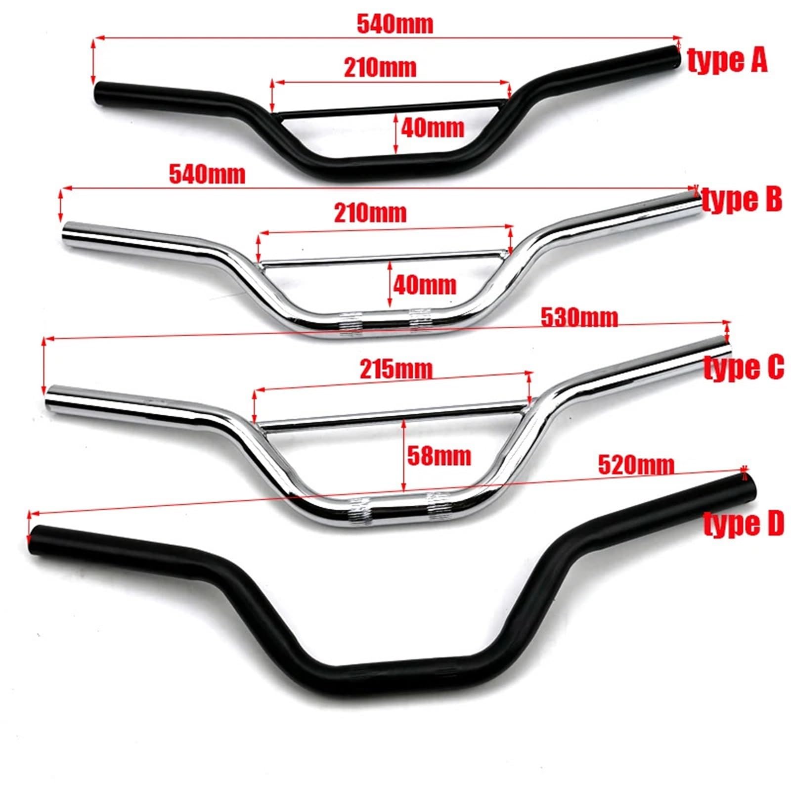 Guidon tout-terrain universel de 22 mm, 7/8 pouces