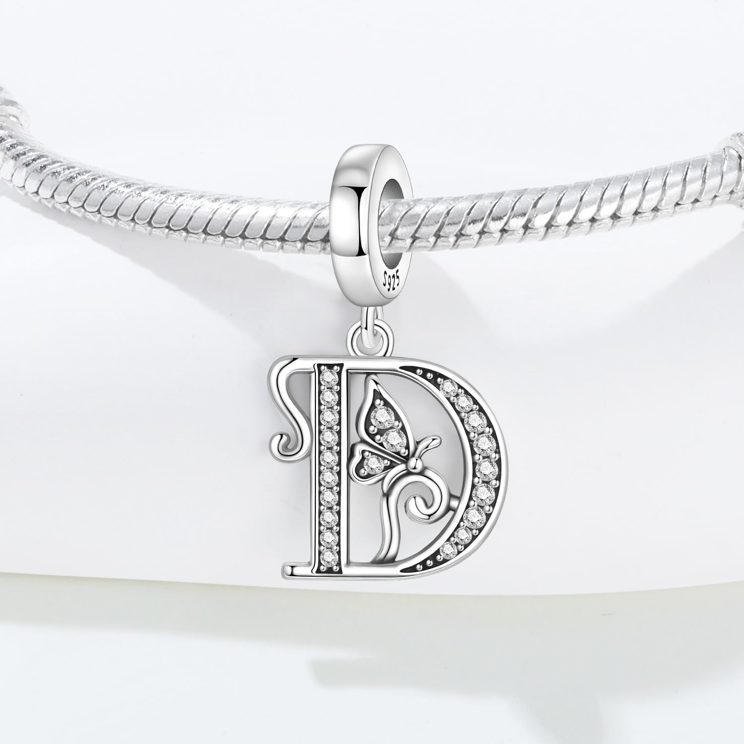 CYCUFF Butterfly Letter Charm 925 Sterling Silver Charms for Bracelets and Necklaces Zirconia Jewellery Gift for Women Family Friends - Image 3