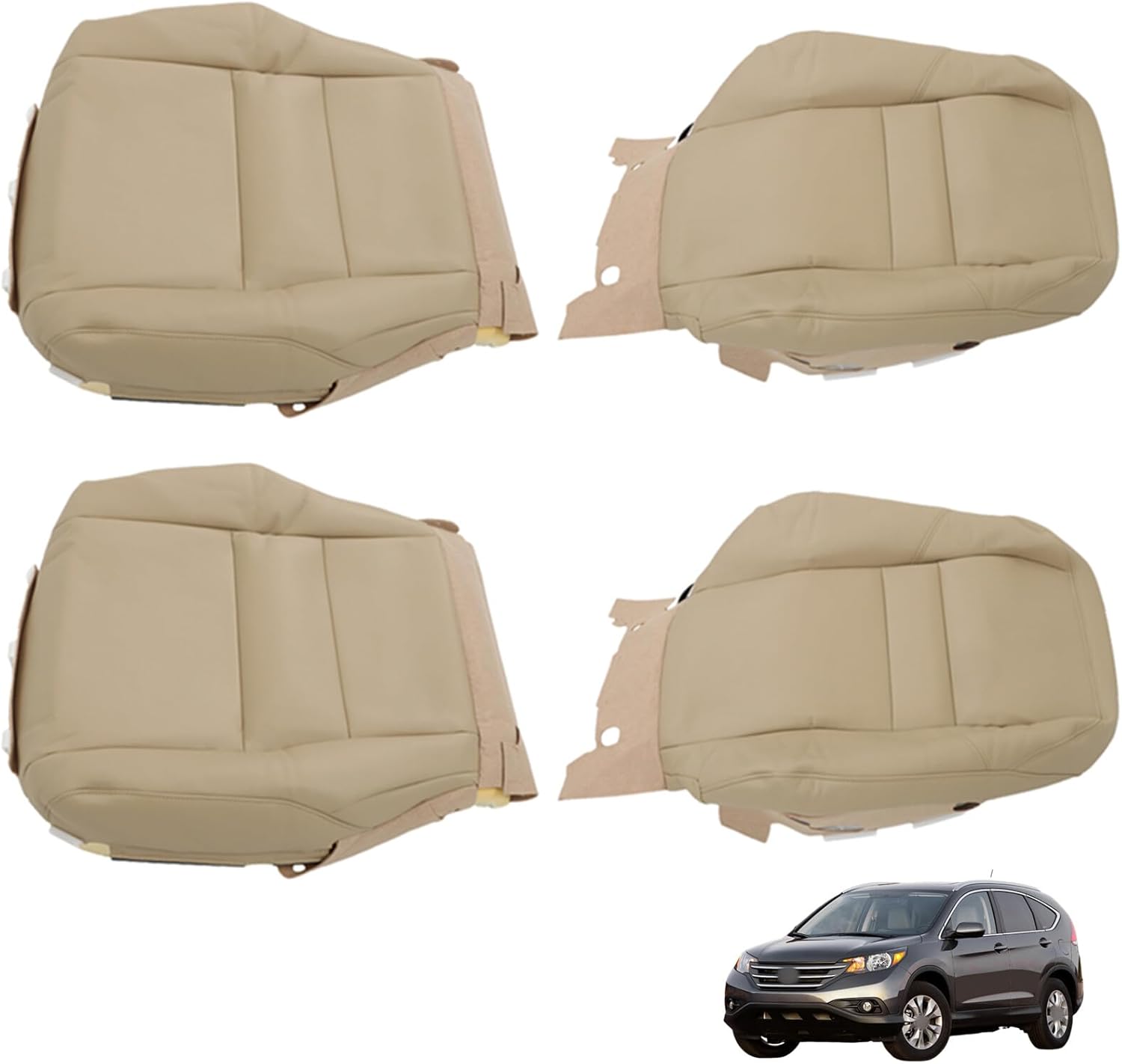 labwork Front Driver and Passenger Side Bottom and Top Lean Back Tan Artificial Leather Seat Cover Replacement for Honda CRV CR-V 2007-2011