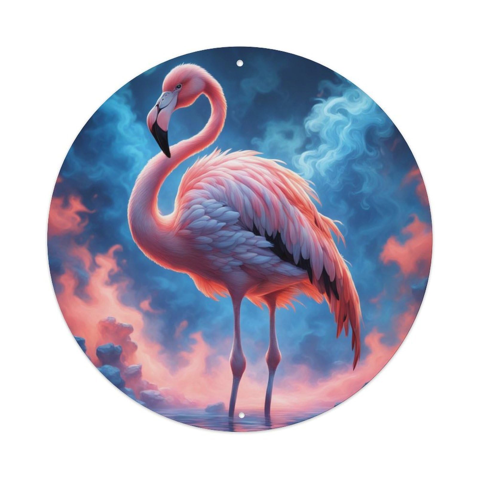 Animal Artwork Flamingos in The Mist Vintage Metal Tin Sign Plaque Wall Decor for Cafe, Club Bar, Office, Garden Metal Poster 8x8Inch