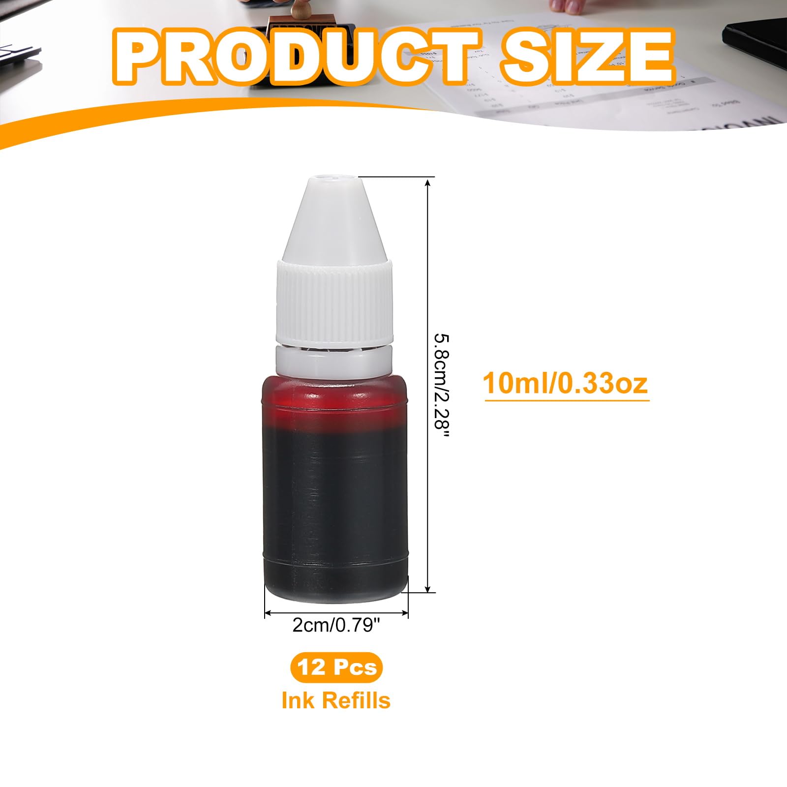 PATIKIL 0.33oz Refill Ink for Stamps and Ink Pads 12Pcs 10ml Stamp Pad Ink Refill for Office Stamp Self Inking Stamp Date Stamp Scrapbooking - Image 2