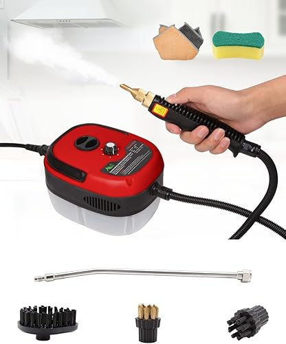 Miniatura 1 de Limpiador de vapor de mano, limpiador de vapor de alta presión de 2500 W con 3 cabezales de cepillo, toalla, limpiadores de vapor de esponja para