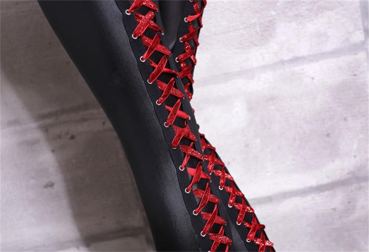 Sorrica Faux Leather Leggings for Women Sexy Lace Up Back Clubwear Skinny Pants - Image 4