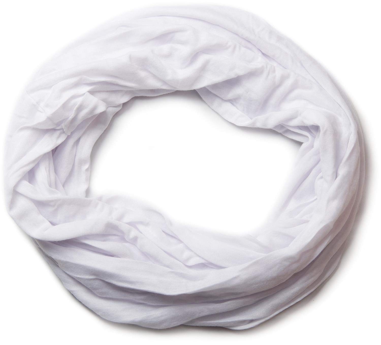 styleBREAKER Jersey Loop Scarf in Crash Look, Solid Colors, Lightweight Summer Scarf, Elastic 01016041, Colour:White