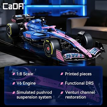 CaDA C64012W BWT Alpine F1 Team A525 2025 Formula One Race Car Building Kit, 2173PCS Large 1:8 Scale Collectible Model,Full Detailed Mechanical Functions, Building Set for Teens Adults