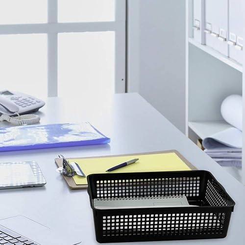Miniatura 5 de Paquete de 6 cestas de almacenamiento de papel de plástico, cesta de almacenamiento A4 negra