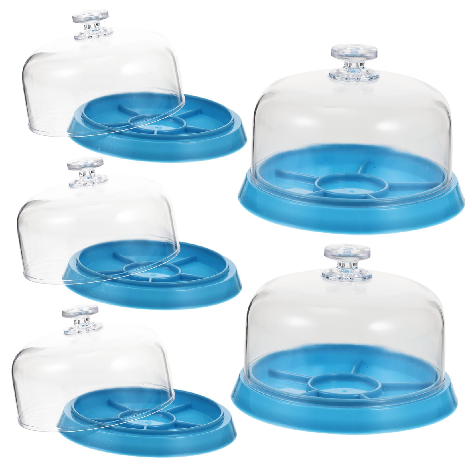 Veemoon 5pcs Watch Repair Dustsheet Covers Plastic Movement Protective Box for Watchmakers Blue Dustproof Parts Storage Case