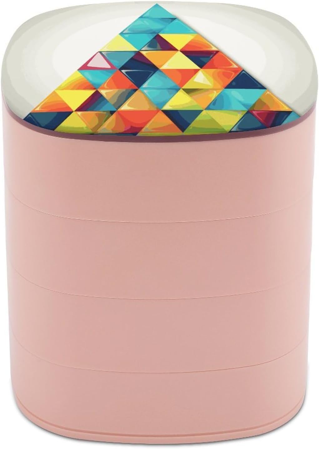 Colorful Triangle Jewelry Box for Women Jewelry Organizer 4-Layer Can Rotating with Mirror Necklace Ring Storage Organizer Jewelry Case for Bracelets Earrings Storage