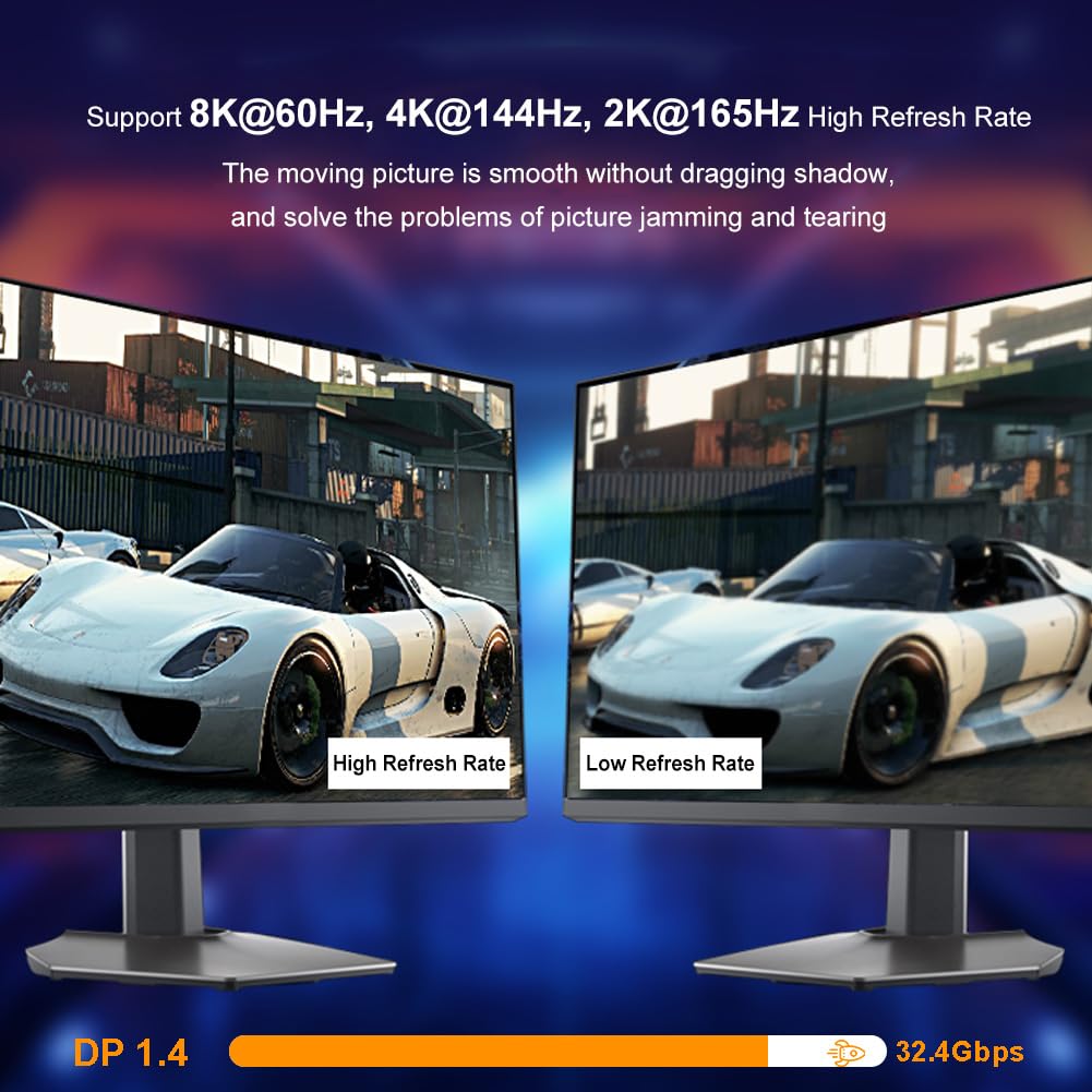 Cavo a fibre ottiche DP1.4 10m (32.8ft), ultra ad alta velocità 32.4Gbps 8K@60Hz 4K@144Hz cavo intrecciato sottile