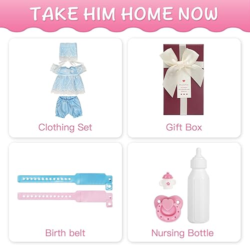 Miniatura 6 de Miaio Ropa de muñecas Reborn de 7 pulgadas conjunto de regalo de muñeca recién nacida a juego de muñecas - B