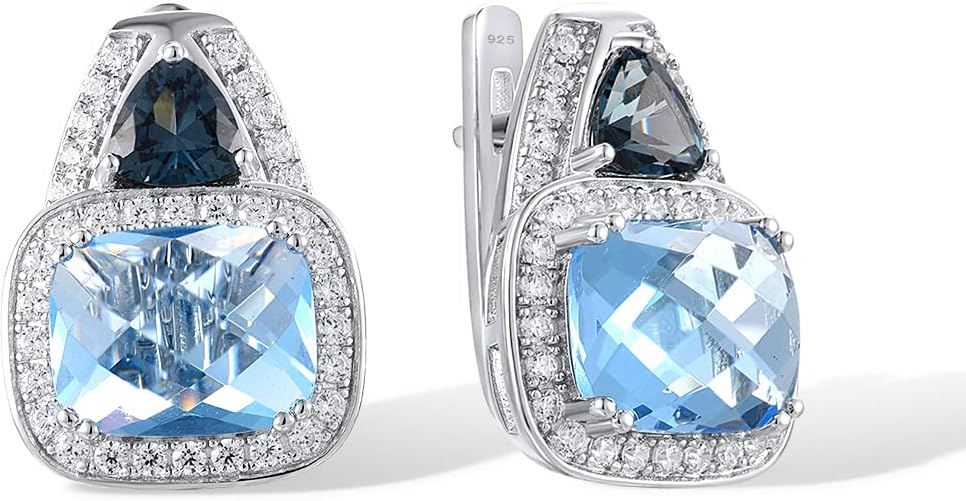 Santuzza 925 Sterling Silver Gemstone Cubic Zirconia Huggie Earrings for Women