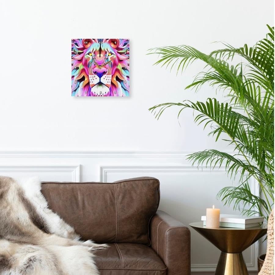 Miniatura 2 de 3dRose Wall Clock Silent - 10 inch - an Unreal Dreamlike Lion Fantasy Art - Acrylic Art - Geometric Abstract