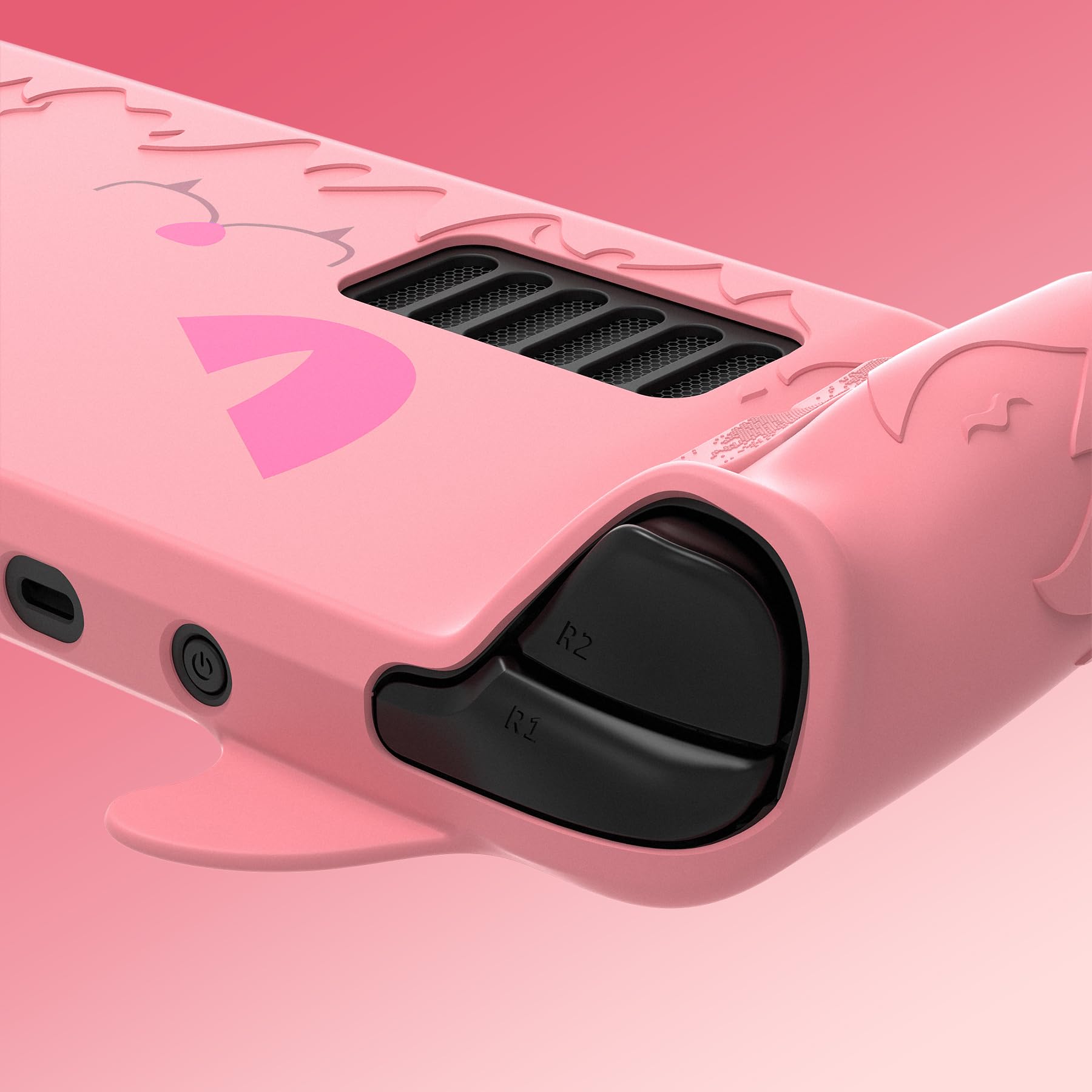 PlayVital Coque pour Steam Deck OLED/Steam Deck Cover avec Caouchon Joystick & Boutons & Trackpads Stickers,Antichoc Antidérapant Anti-Collision Grip Case Silicone-Rose,Cute Demon