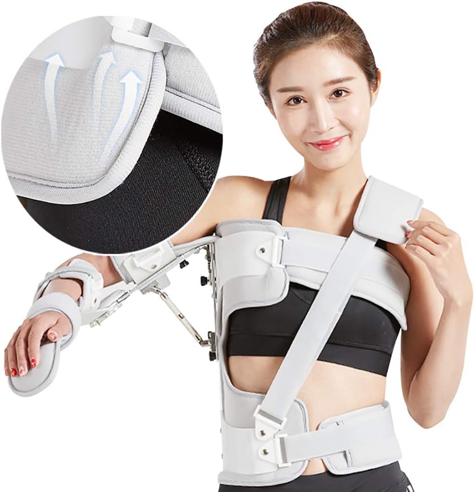 Hinged ROM Elbow Brace Arm Shoulder Adjustable Orthosis for Broken Arm, Wrist, Elbow, Shoulder Injury Pain Relief and Support Fixation