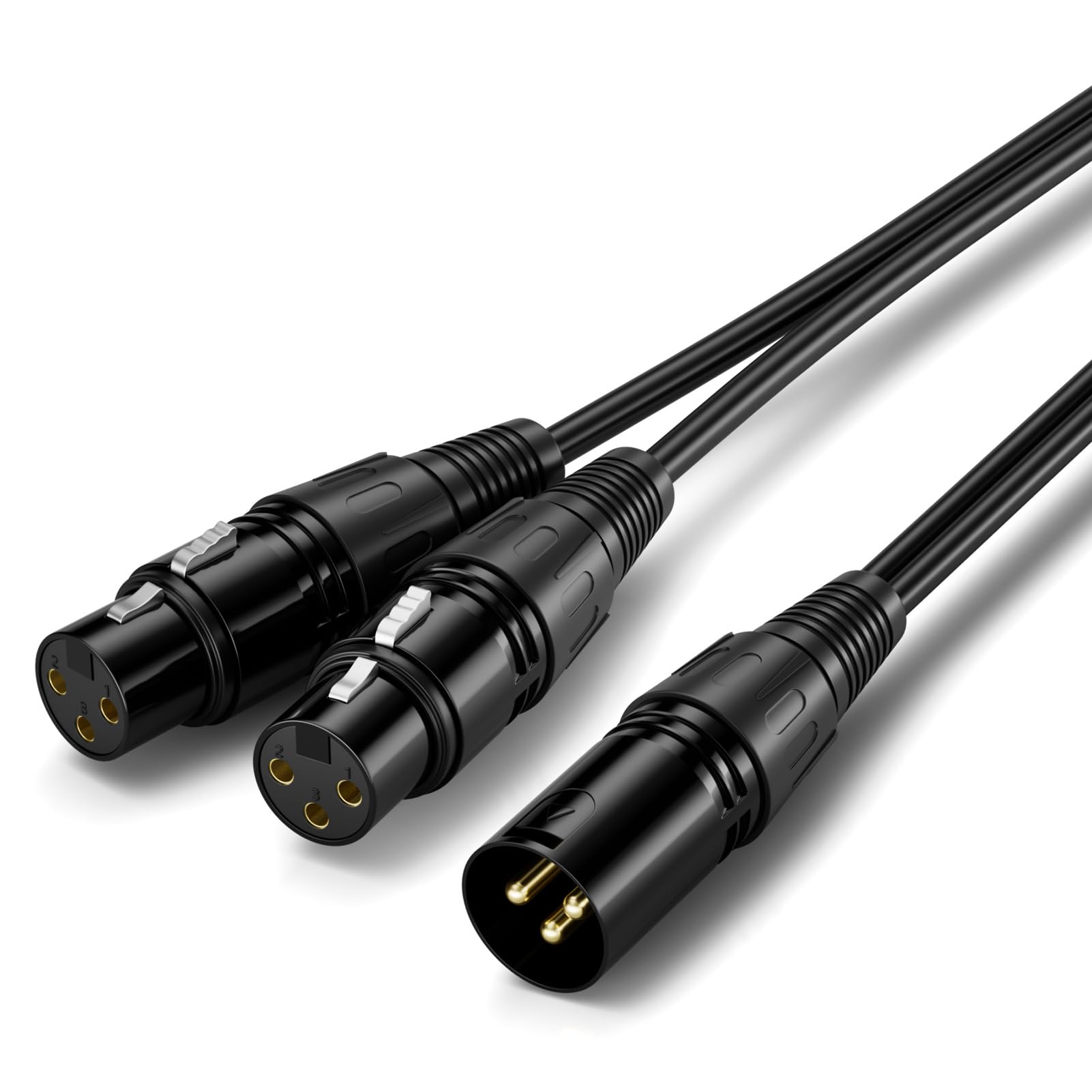 ZIWAI Dual Female XLR to Male XLR, Balanced XLR Splitter Cable XLR Splitter Cable 2 Female to 1 Male, XLR Cable 1 Male 2 Female (1, XLR M-2XLR F,