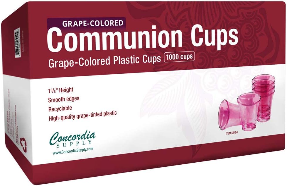 Concordia Supply Communion Cups - 1-3/8" Recyclable Grape Colored Hard Plastic Cups & Fits Standard Holy Communion Trays for Church Services, Fellowship & Santa Cena (1000 Count)
