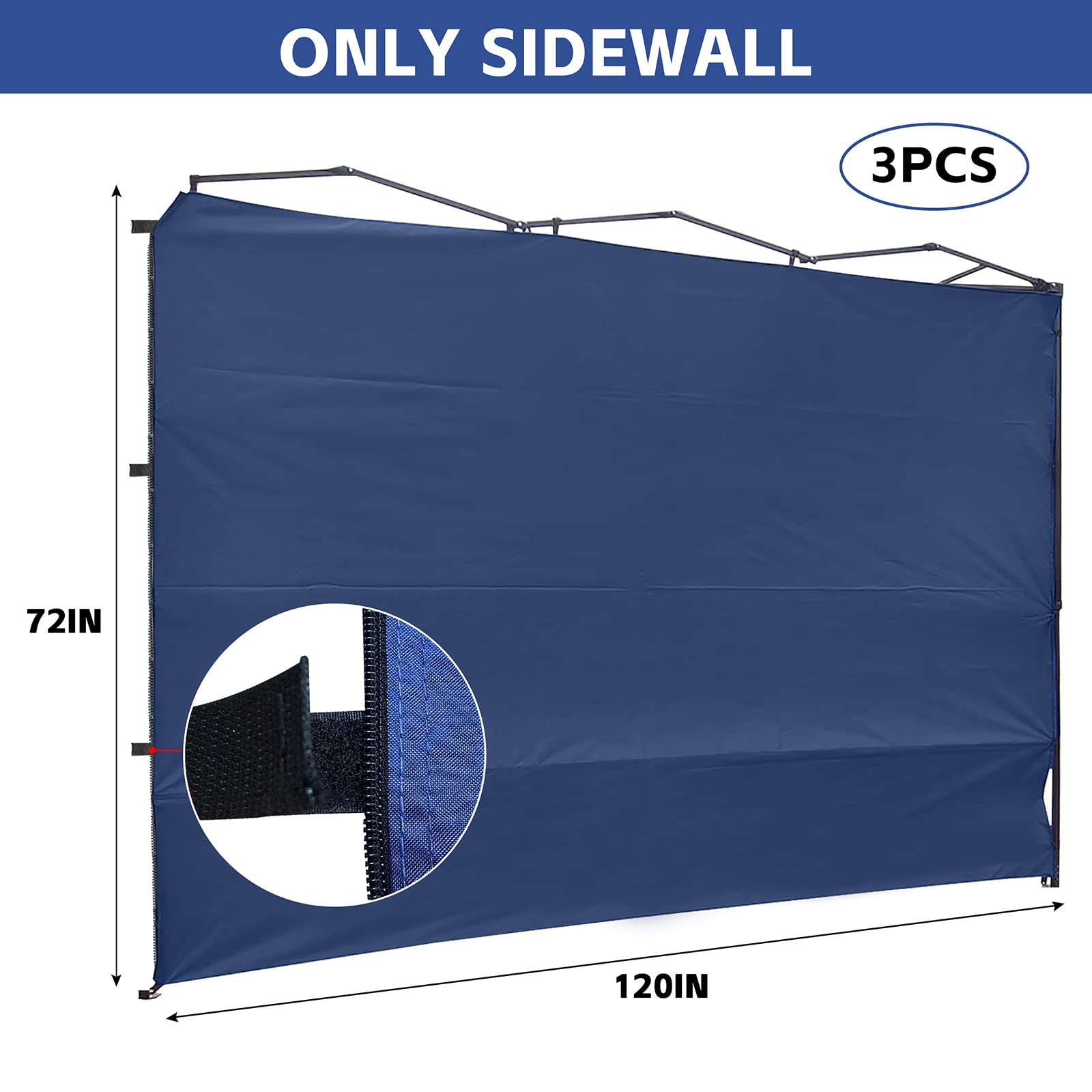 Condition photo showing New/Like New for kampkeeper instant 10x10 canopy sidewalls with zipper for pop up canopy frame, 3pack sunwalls fit 10' outdoor canopies with straight leg(navy blue)