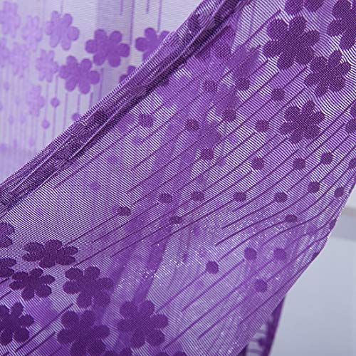 Jaijy Floral French Country Chic Sheer Voile Kitchen Curtain Tie Up Adjustable Balloon Window Treatmet Roman Shades With Vanlance Design Cafe Drapes , 45" X 63", Purple #TOP4