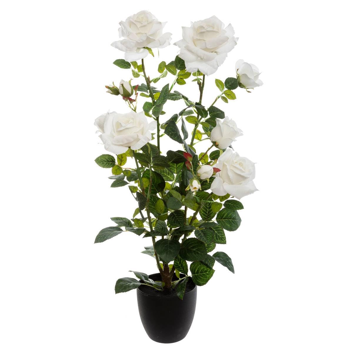 Plante Artificielle Rosier Velours en Pot H 74 cm - Atmosphera