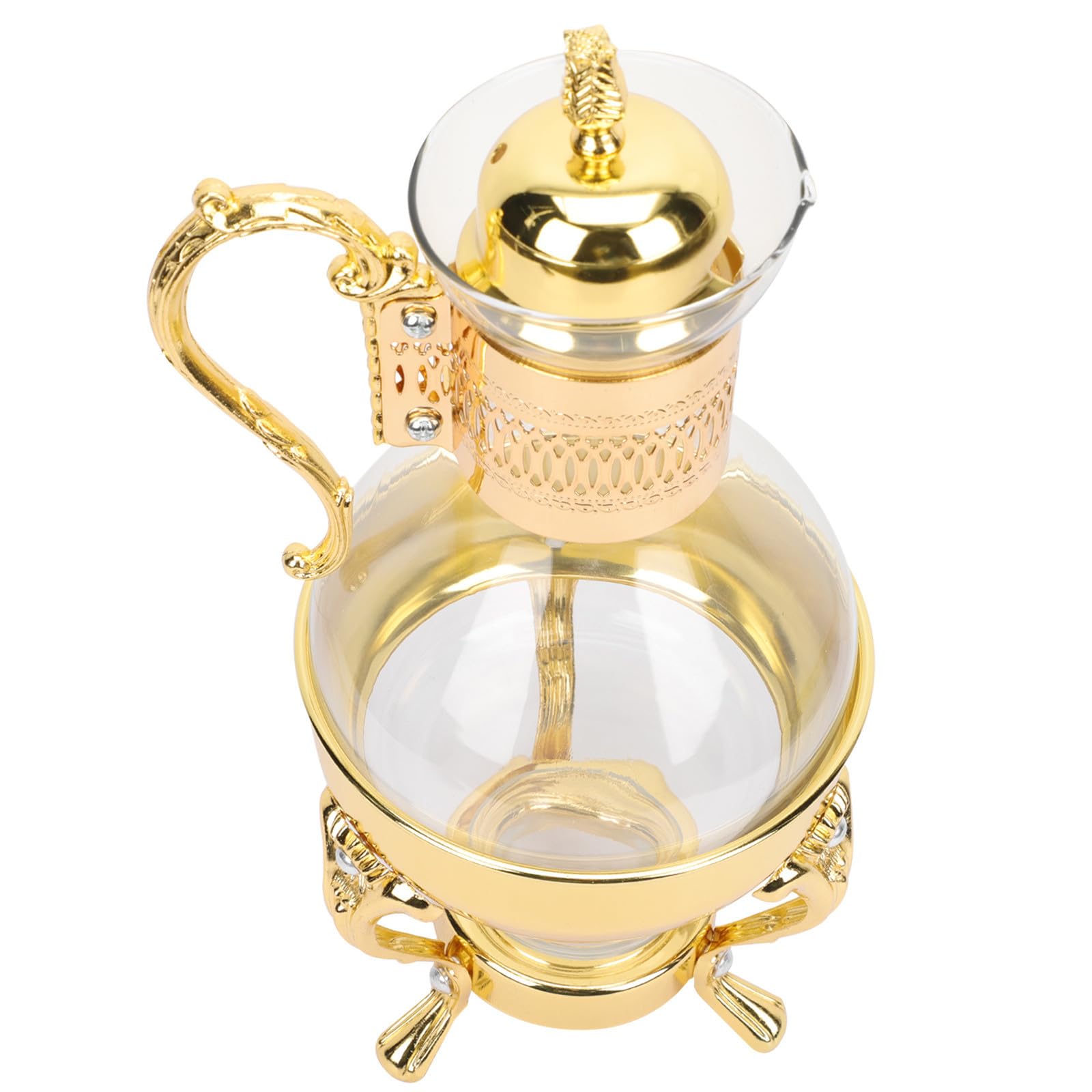 PRETYZOOM Kaffeekanne aus Zinklegierung und Glas aus Glas mit Großer Kapazität Europäische Wärmbare Teekanne Komfortabler Griff für Zuhause und Café