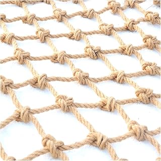Cargo Hemp Rope Netting for Truck Trailer Hanging Heavy Duty Grid Rail Container Protection Nets Decoration Playground Backyard Nets Bird Nets (Color : Jute, Size : 2Mx5M(6.5FTx16.4FT))