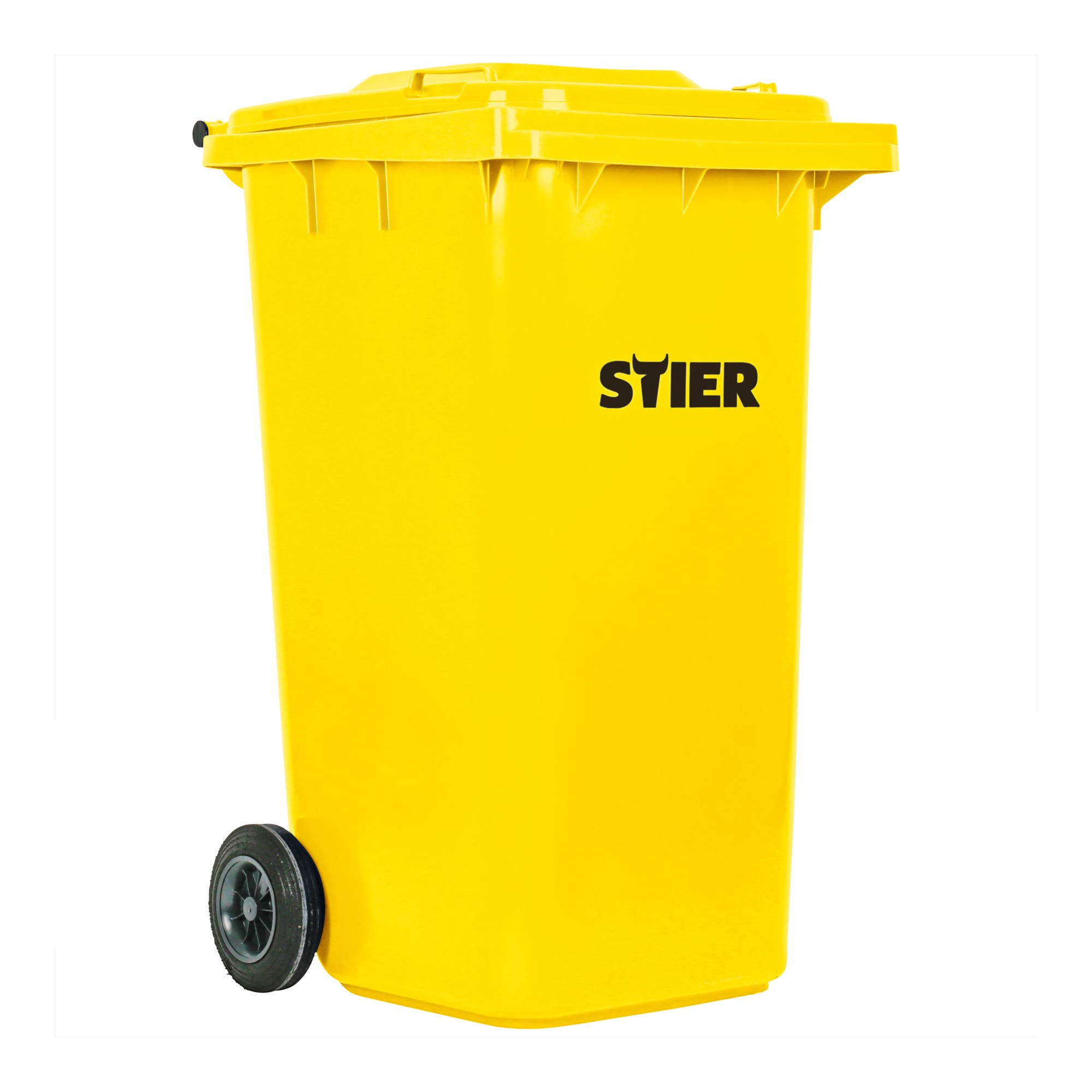 STIER 2-Rad-Müllgroßbehälter, Mülltonne, Volumen 240 Liter, Mülleimer, Farbe: Gelb, Größe: 576 x 720 x 1067 mm, Restmülltonne mit Rädern und Deckel, Universaltonne, Universaltonne