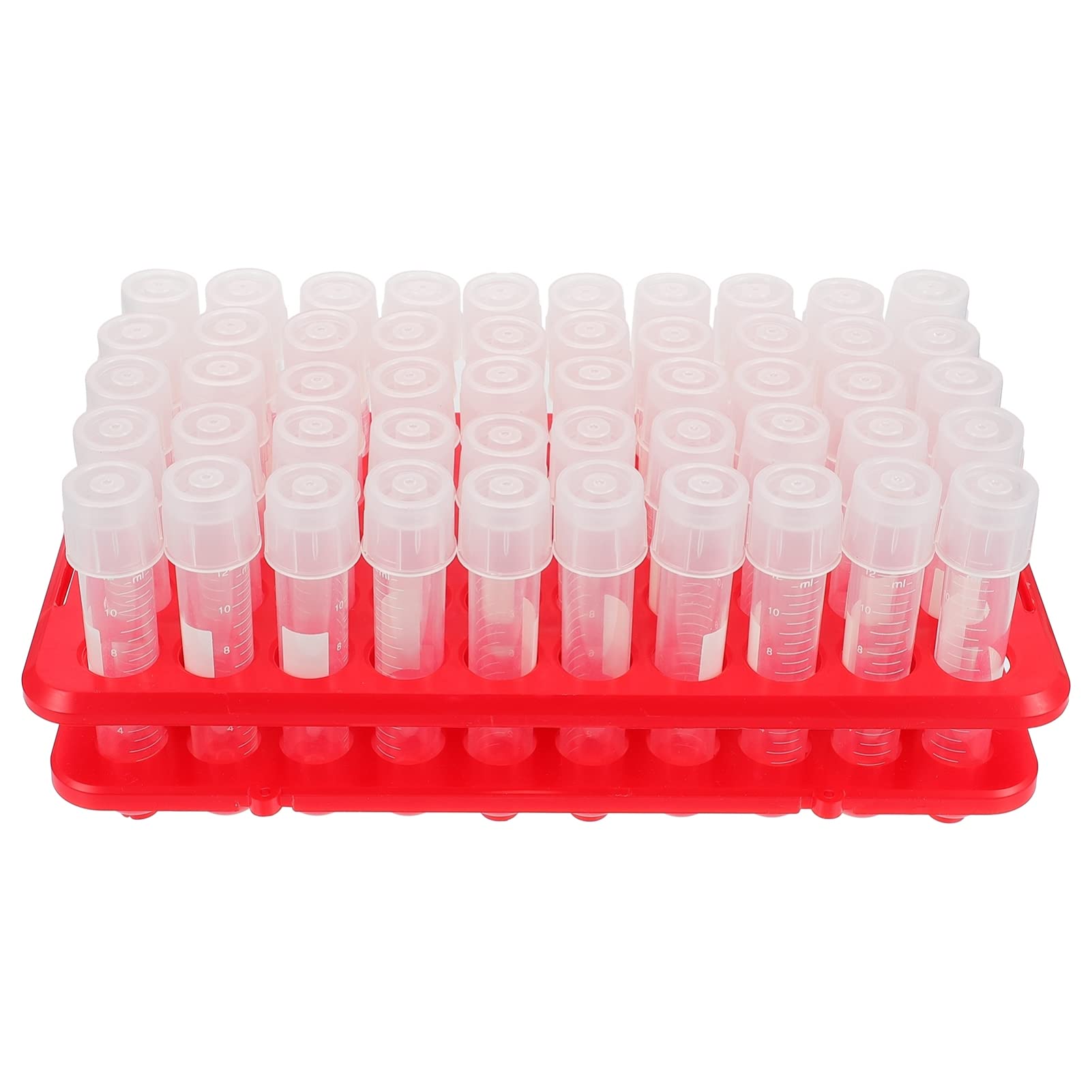 100 Tubos ensayo plástico, vial, Tubo Cultivo Laboratorio Transparente con Estante, Suministros para experimentos Laboratorio para experimentos científicos, Cuentas Caramelo, Almacenamiento líquido