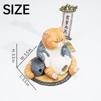 Amazon.co.jp: JXK タトゥー猫の彫像 黄色 貫禄ある雰囲気 精緻な