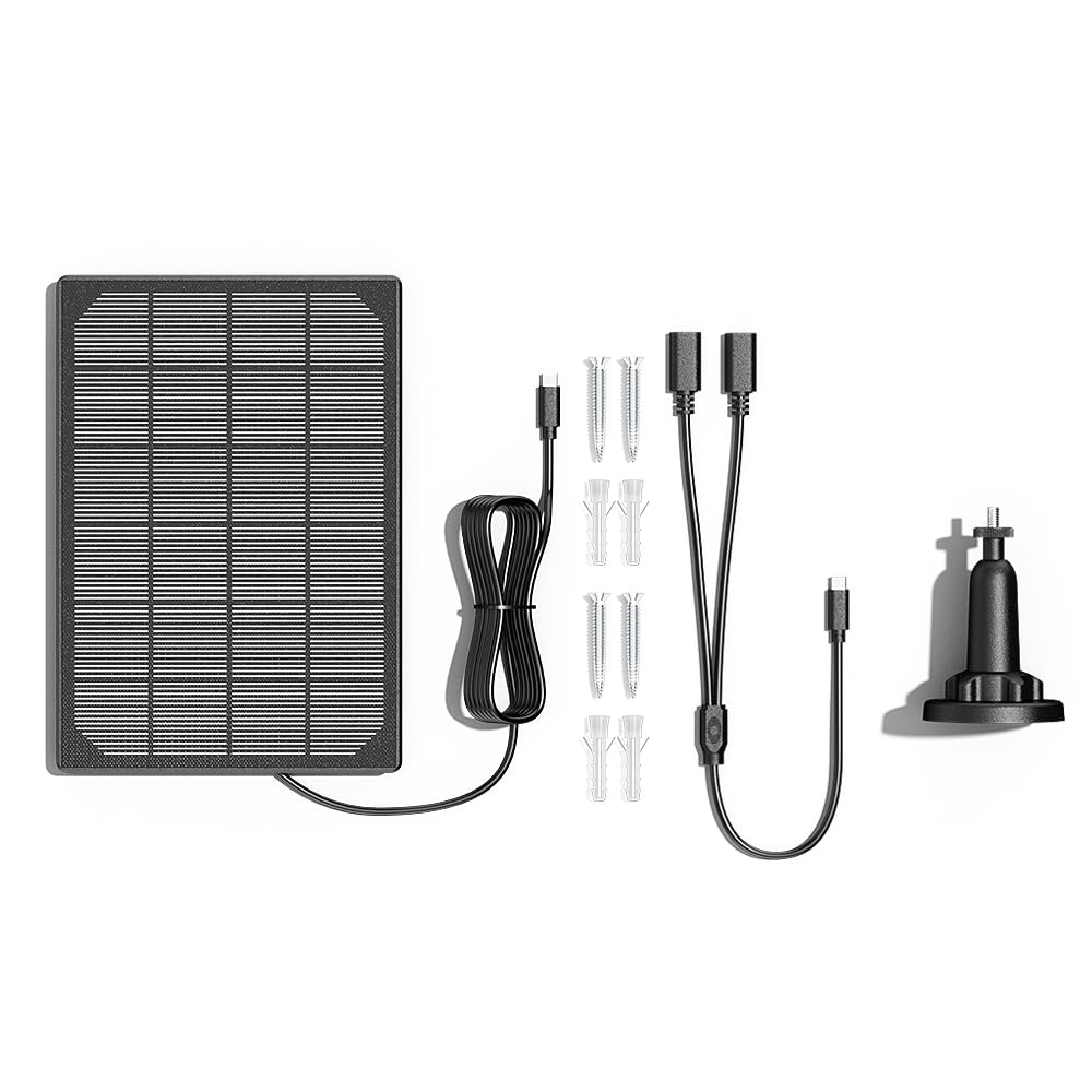 ctronics Solarpanel für Outdoor-Überwachungskameras, 2-in-1-Anschluss mit Typ-C-Konverter zum Kombinieren von 2 Solarpanels (für 690-4MPSA und mehr Überwachungskameras mit Typ-C-Anschluss)