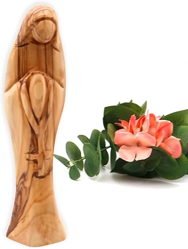 Virgin Mary Statue - Wooden Virgin Mary Praying the Rosary Figurine