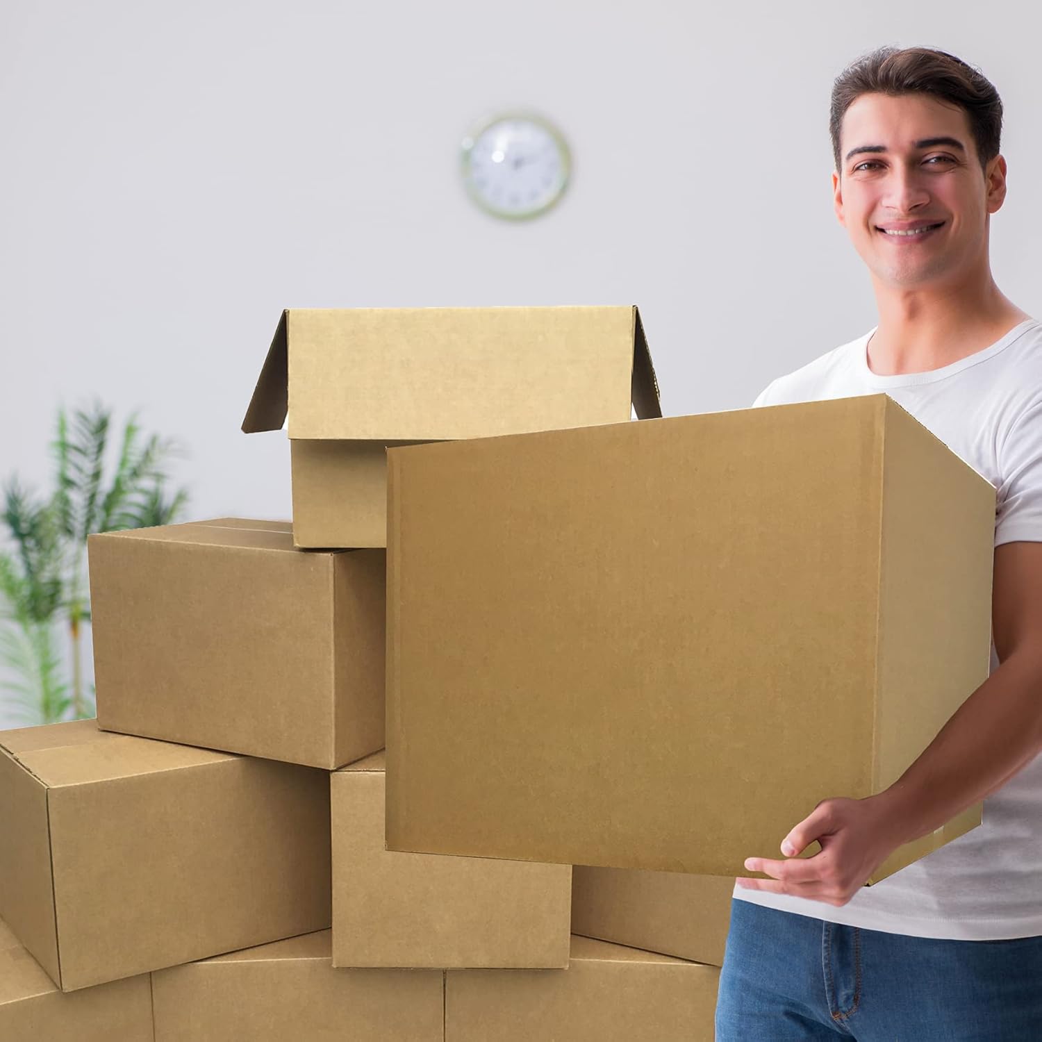 Medium Moving Boxes, 20 Pack, Corrugated Cardboard Single-Wall Boxes for Shipping, Storage & Moving, Brown Boxes for Packing Fragile Items