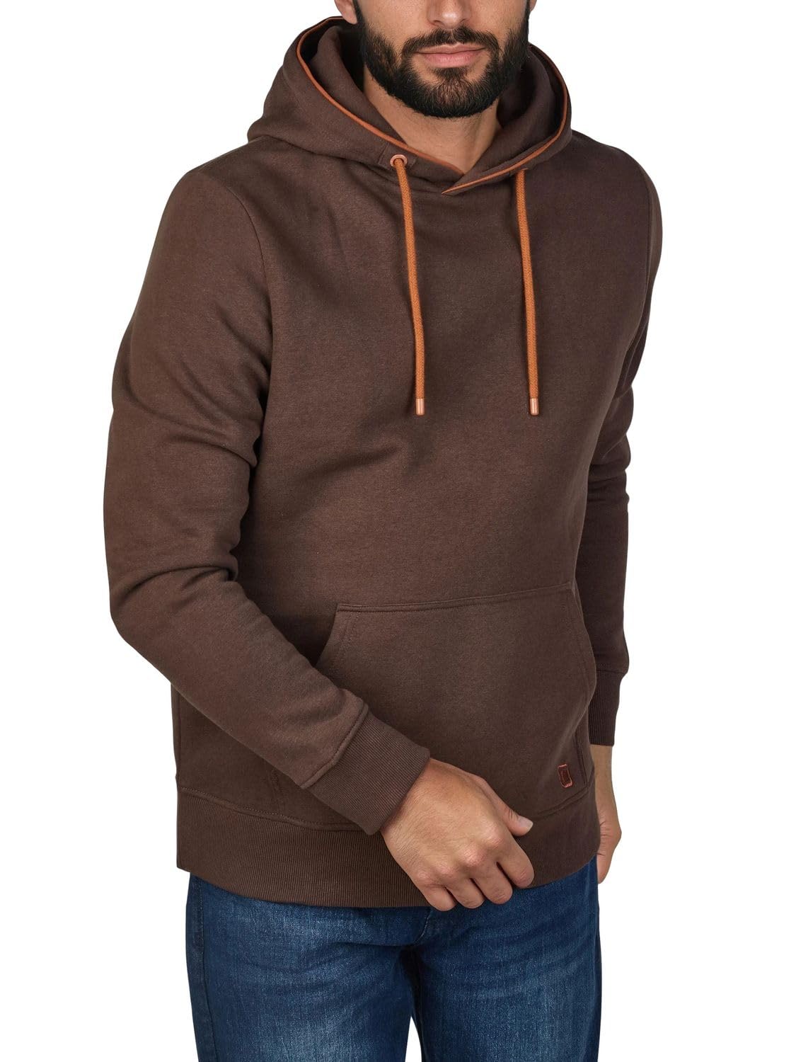 riverso RIVSandro Men's Hoodie, Regular Fit, Pullover, Sweatshirt, Streetwear, Brown, Red, Blue, Beige, Black, Green, S, M, L, XL, XXL, 3XL, 4XL, 5XL, dunkelbraun, M