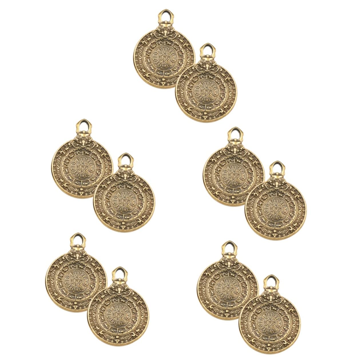 TofficuFortune Cookies 10 pcs DIY for Board Chinese Keychain Necklace Decor Charm Retro Hanging Decorative Pendant Bagua Style Vintage Brass Craft Exquisite Whiteboard Eraser Magnetic