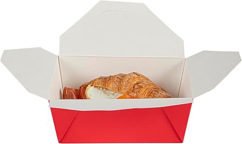 Miniatura 11 de Restaurantware Bio Tek - Cajas para llevar de 45 onzas, 50 loncheras para llevar, con cierre de tabulación, resistentes al calor, desechables, Rojo