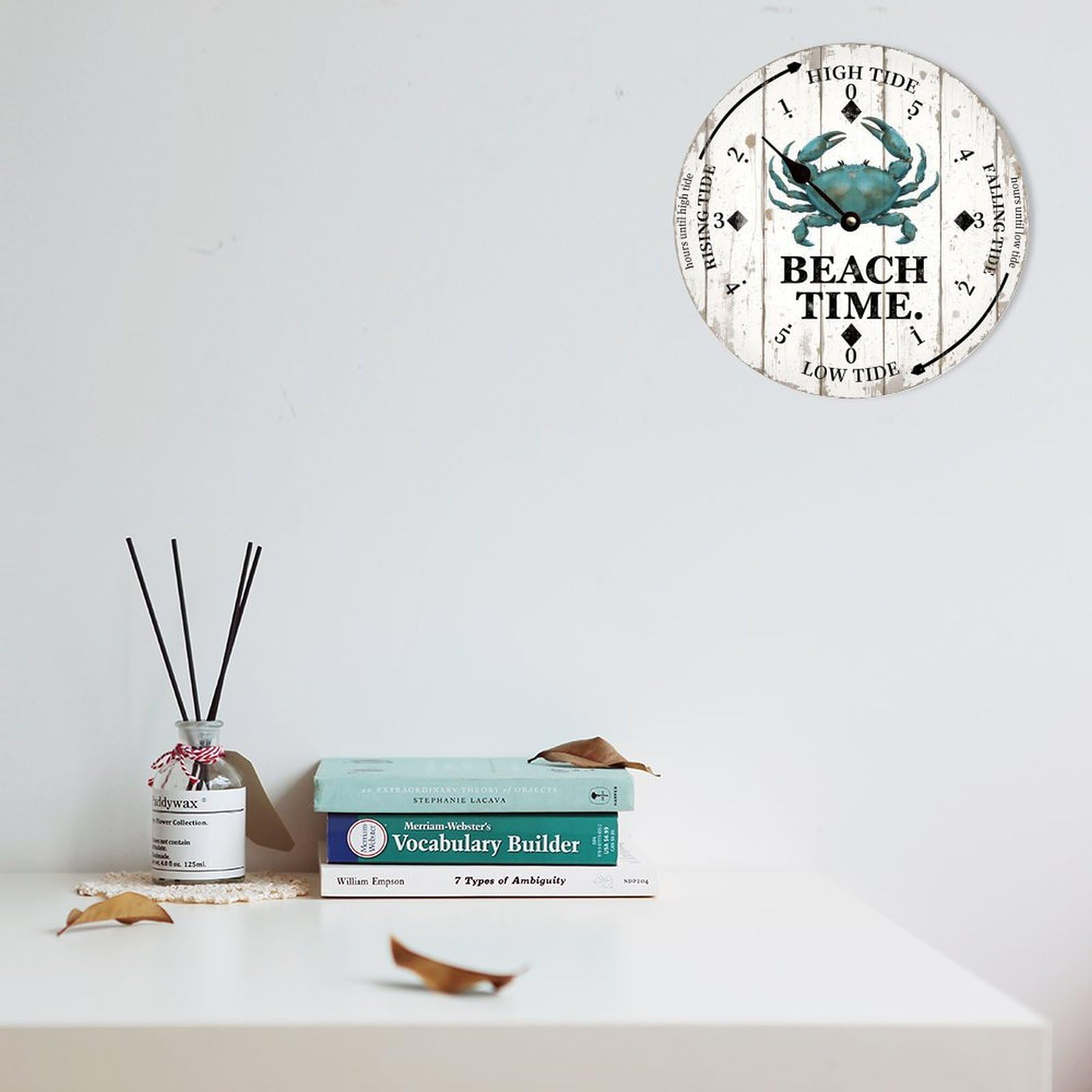Horloge murale nautique en bois marée bleu crabe océan marée