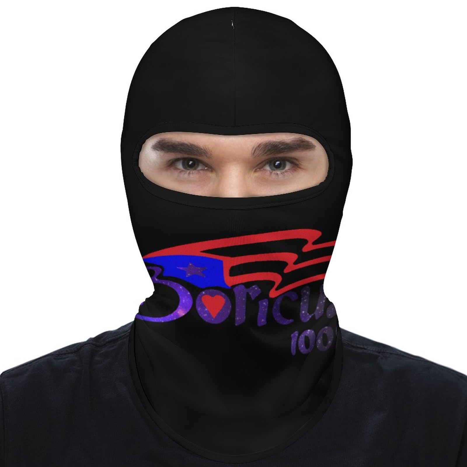 Galaxy Boricua 100% Puerto Rico Flag Balaclava Face Mask Ski Full Face Mask Windproof Sun UV Protection Hood for Women Men