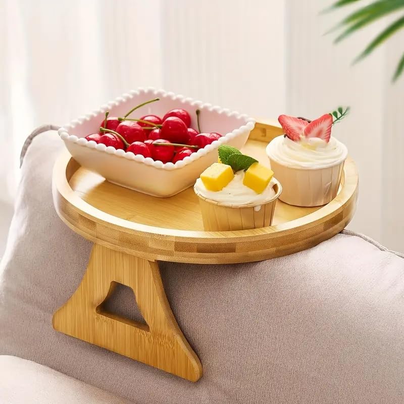 Sofa Armrest Tray Table Foldable Hardwood teakwood Side Table, Automatic Fixing Sofa Tray Table Clip on Side Table for Wide Couch Couch Arm Tray Couch Arm Table for Eating/Drinks/Snacks/Remote-image-45