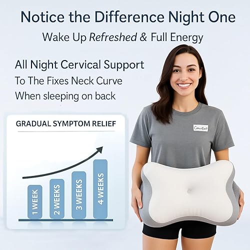 Miniatura 4 de Almohada cervical para dolor de cuello y personas que duermen de lado, almohada ergonómica patentada de espuma viscoelástica  Altura ajustable para
