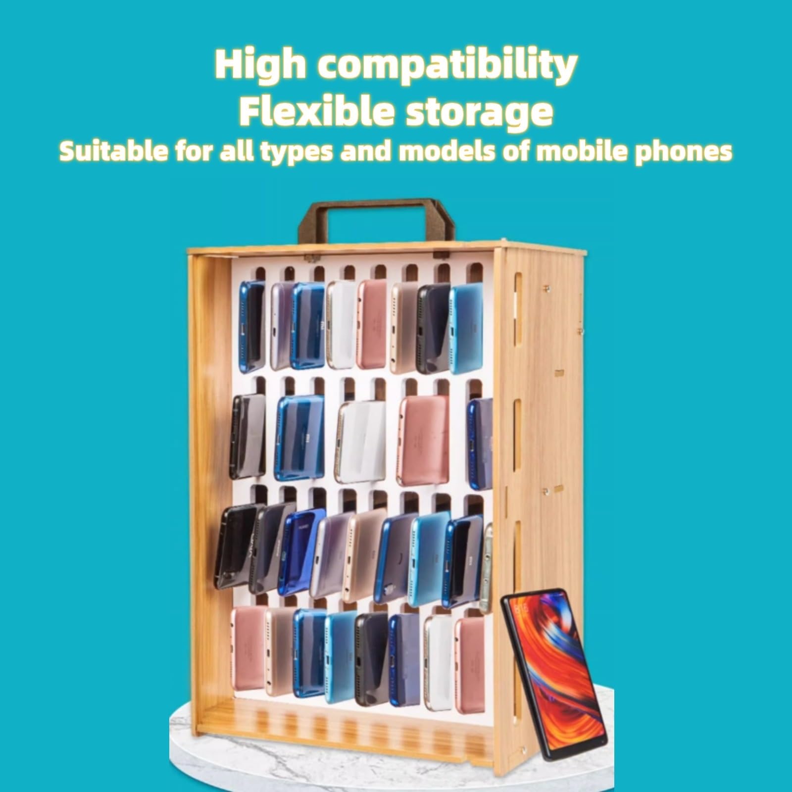Armario para móviles 16/36 Compartimentos Armario para móviles de Madera para Estudiantes Caja con Cerradura Armario para móviles para empleados(16)