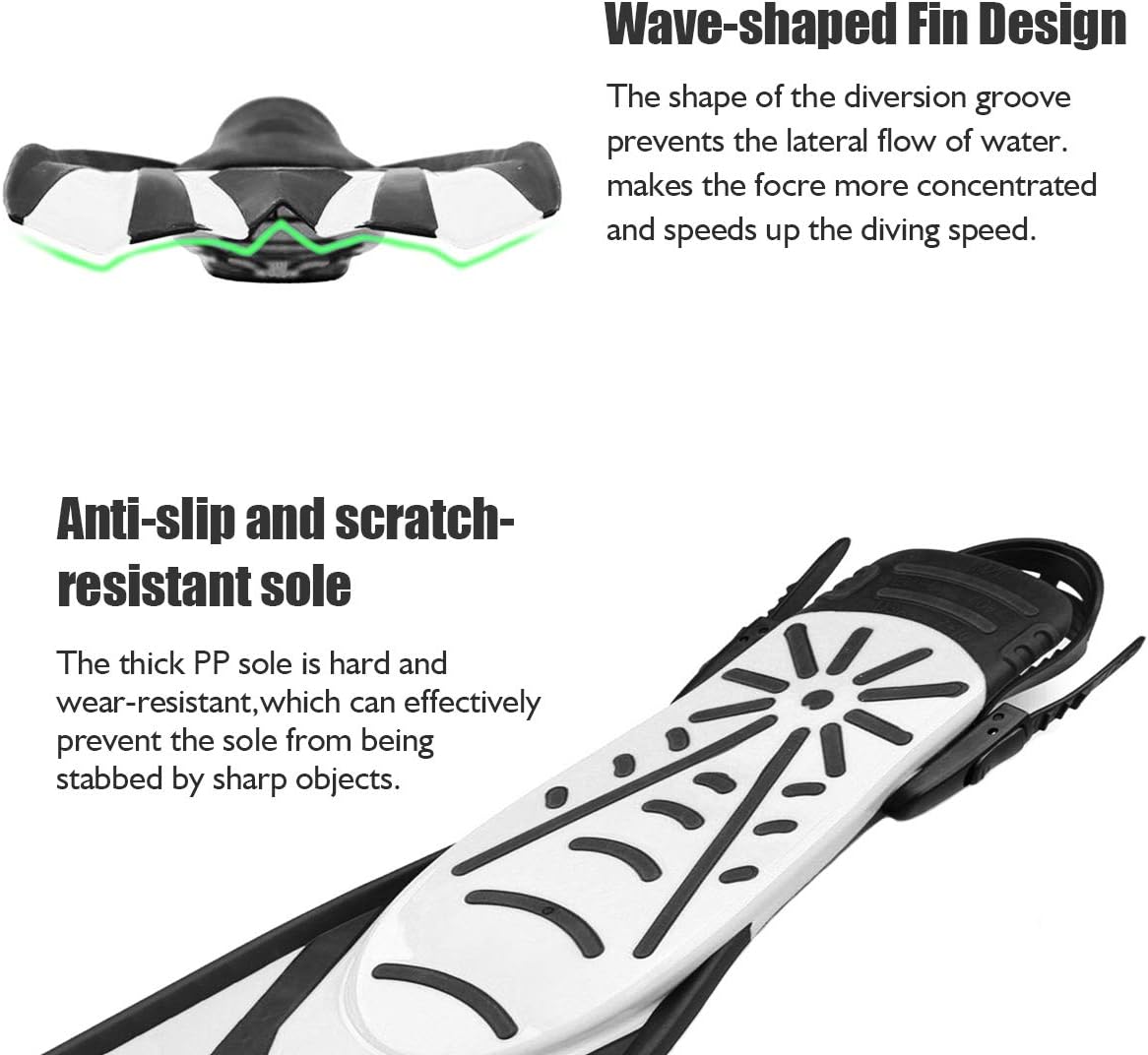 Kesida Diving Flippers Scuba Fins Available for Men & Women Snorkel Flippers with Open Heels Long Swimming Fins with Adjustable Straps for Adults : Sports & Outdoors