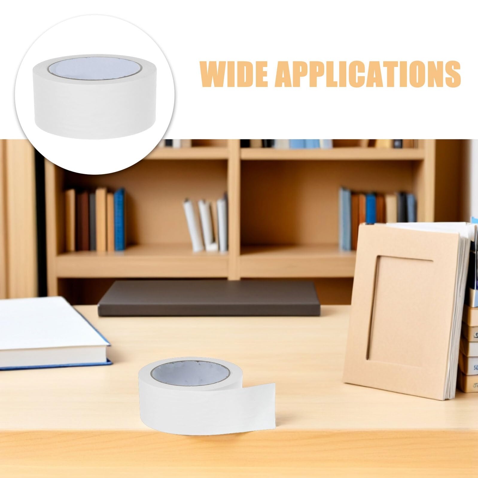 4 Rouleaux Ruban Adhésif Blanc Auto-adhésif Ruban Kraft Recyclable Résistant et Déchirable pour Emballage Scellage de Cartons Déménagement et Expédition Surface Mate Écrivable