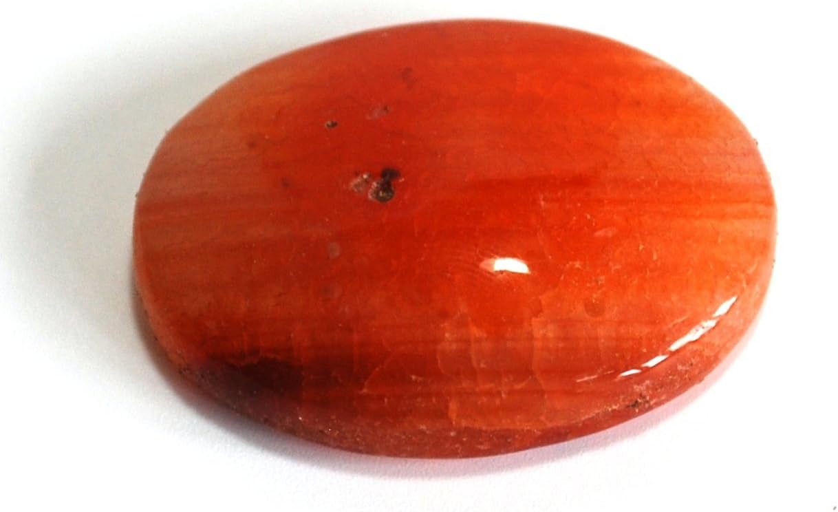 Stone of Vitality - Reiki Healing Energy Charged Small Carnelian Crystal Palm Stone Cabachone (3 x 2.5 cm Approx)