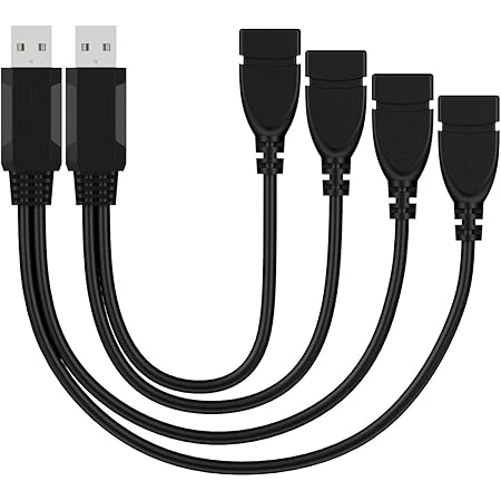 USB Splitter,USB Charger Cable,USB A 2.0 Male to Dual USB Female Jack Y Splitter Charging Cable for Laptop/Car/Data Transmission/Charging Etc - 2 Pack