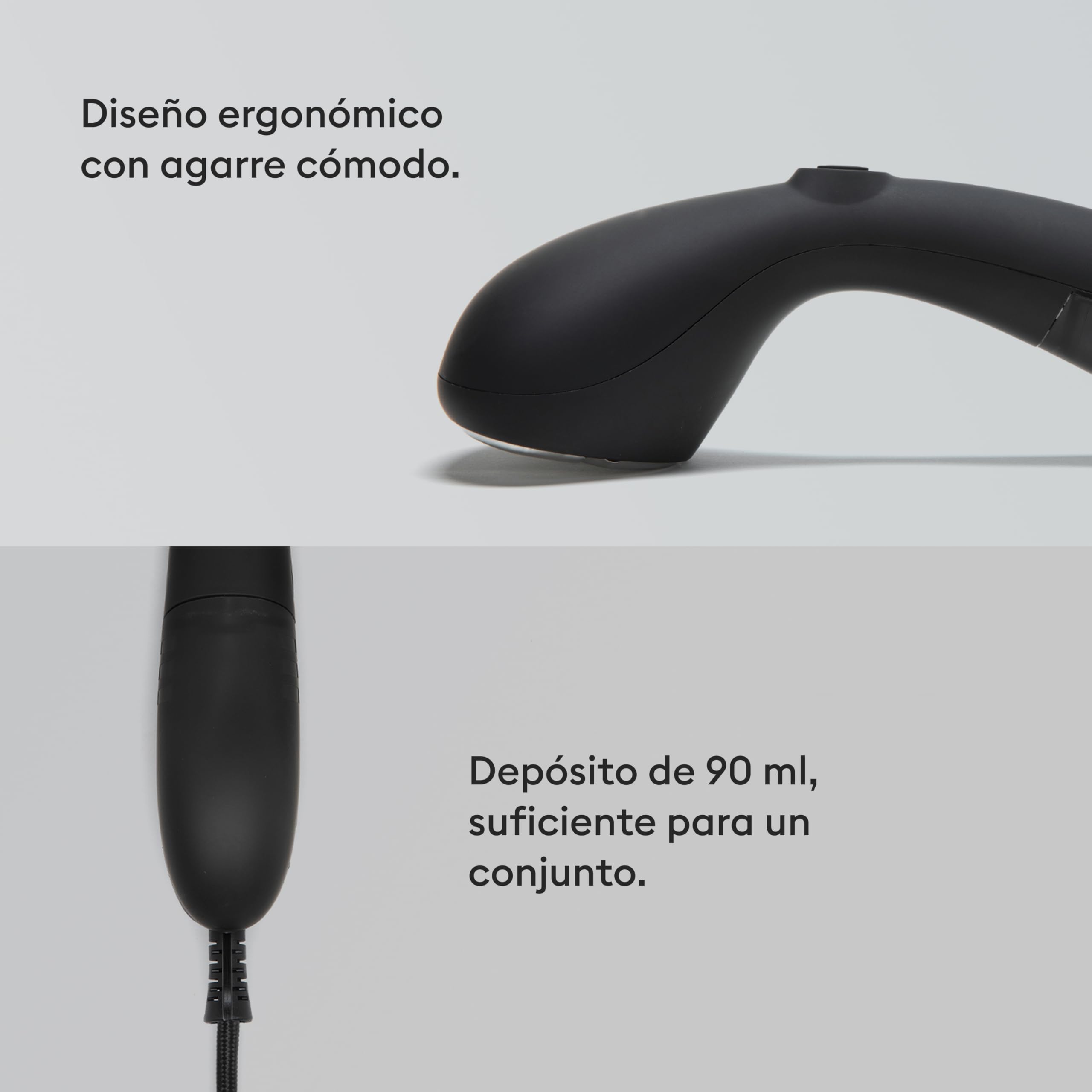 Steamery plancha de vapor de mano para ropa Cirrus 2, 1500 W, Salida de vapor 15 g/min, Elimina las arrugas, Se calienta en 20 segundos, Portátil, Ergonómica, Diseño escandinavo, Negro