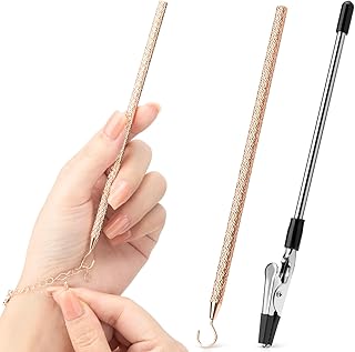 2 Pcs Bracelet Helper Tool, Portable Bracelet Helper with Rubber Tip Clip and 1mm Round Hook for Necklaces, Watches and Independent Jewelry Wear