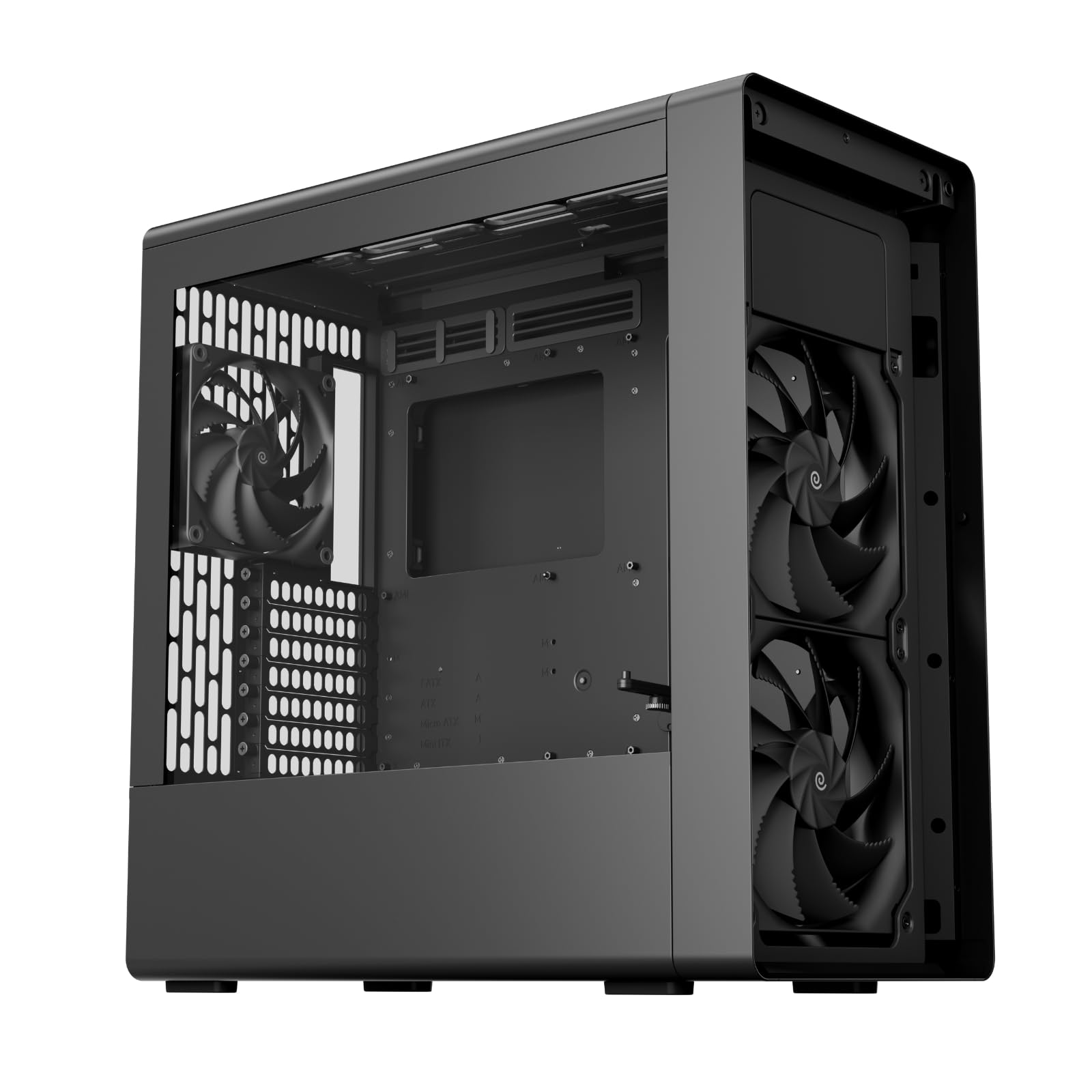 HAVN BF 360 FLOW High Airflow ATX Mid Tower PC Case, półotwarta stalowa rama SGCC, proste zarządzanie kablami, 2 x wentylator 180 mm, 1 x wentylator 140 mm 360 mm, panele magnetyczne - czarna