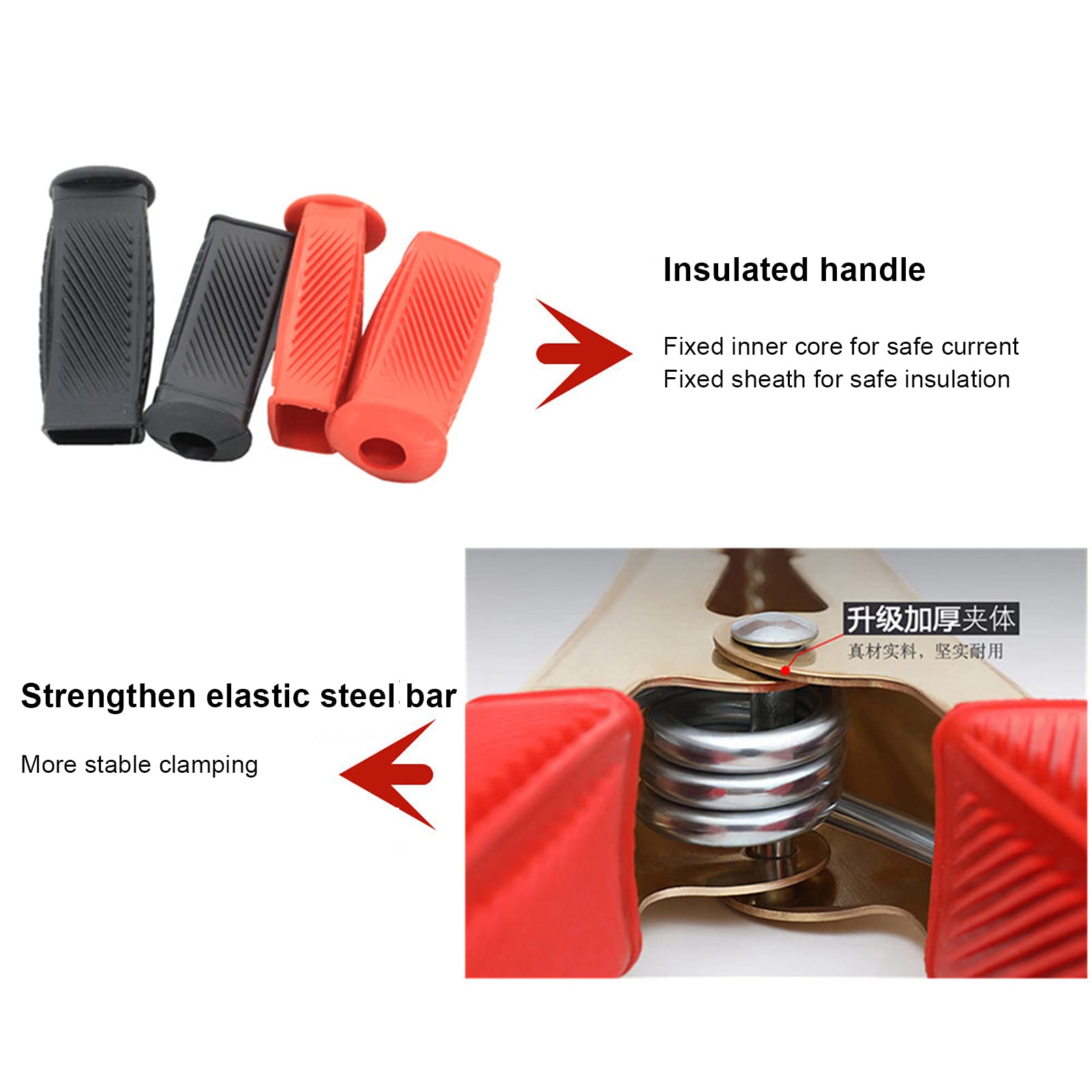 URAQT accuklemmen, 2 stuks positieve en negatieve accuconnectoren, 12V 24V auto-accuklemmen, met M8-bout, voor auto's, bestelwagens, boten, vrachtwagens, campers