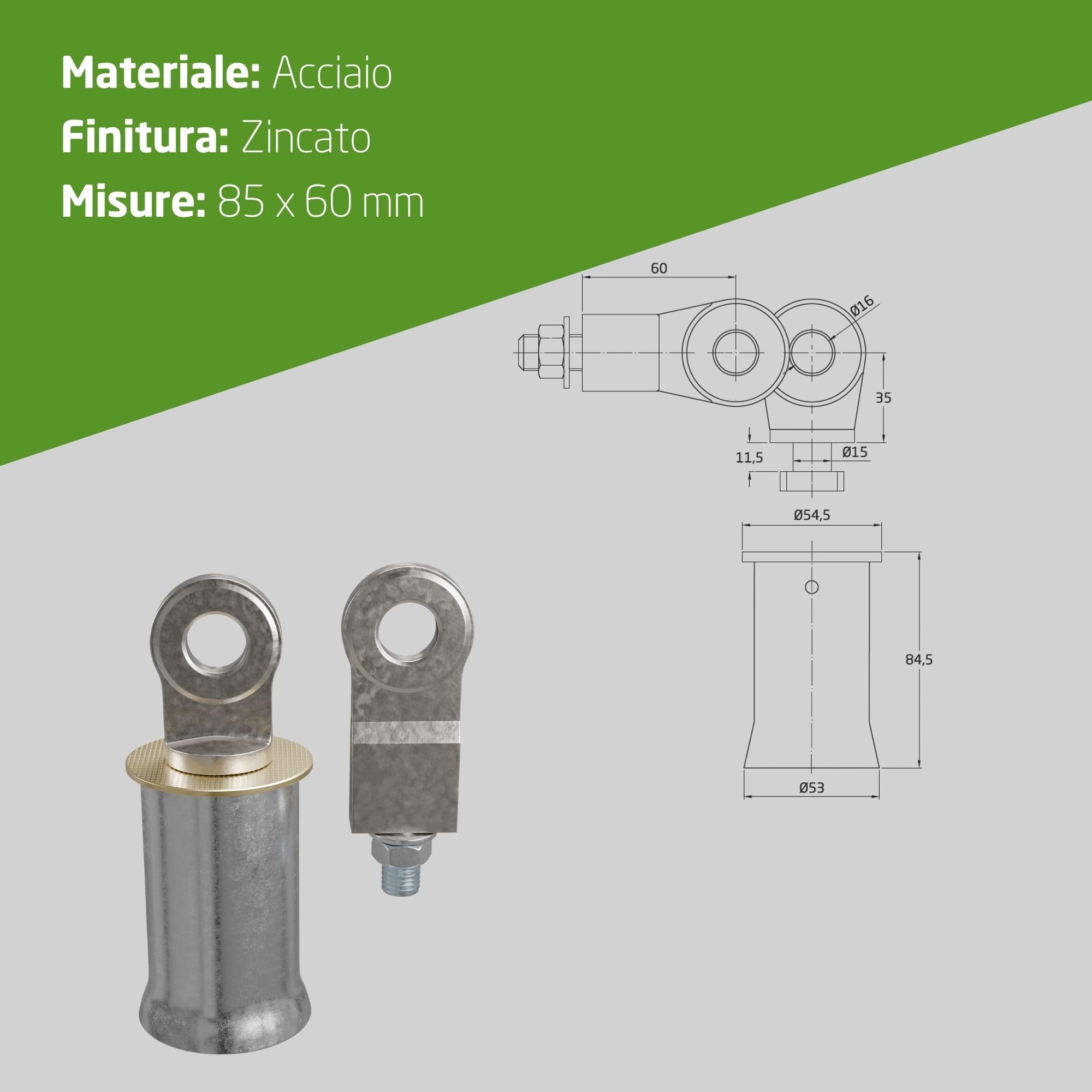 Amig - Chiusura di Sicurezza per Serrande Avvolgibili, Mod SBL-01, Acciaio Zincato, Compatibile con Lucchetti 200-75 e 201-60, Include Supporto di Chiusura